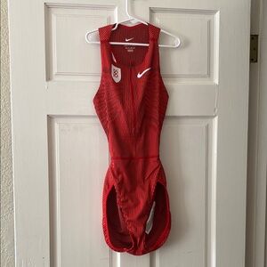 Nike Striped Red One-Piece Swimsuit